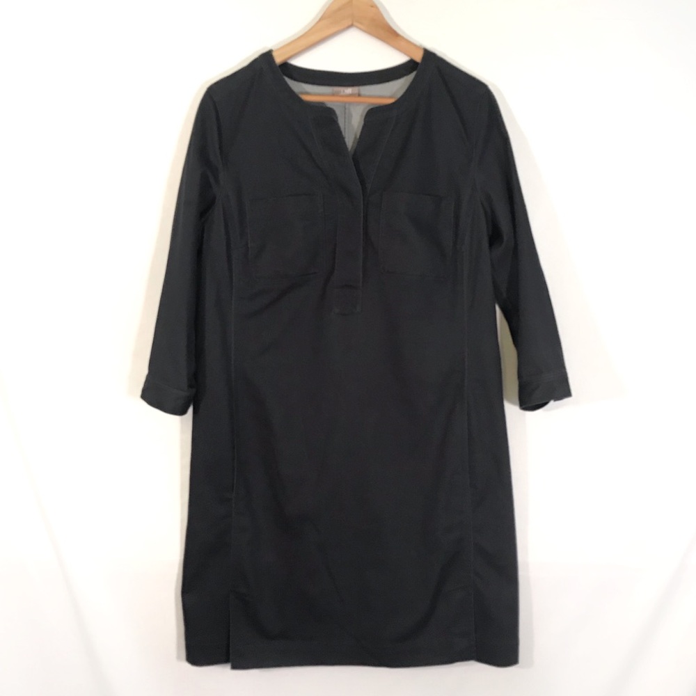 J. Jill Navy Chambray 3/4 sleeve Pocket Dress